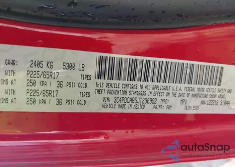 2018 Dodge Journey Se z USA, uszkodzony, nr VIN 3C4PDCAB5JT236992